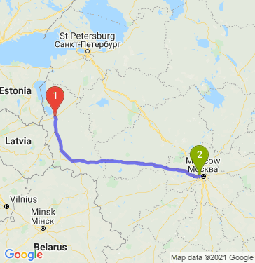 Маршрут из Пскова в Москву