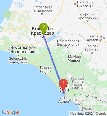 Маршрут из Сочи в Краснодар