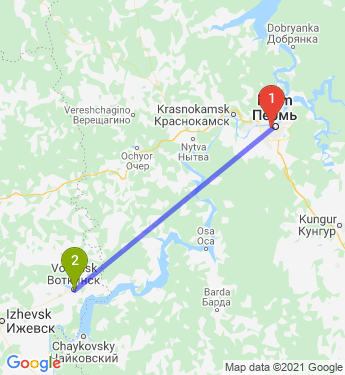 Маршрут из Перми в Воткинска