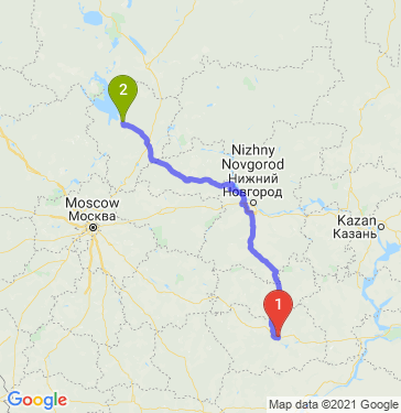 Маршрут из Пензы в Рыбинск