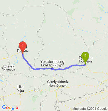 Маршрут из Перми в Тюмень