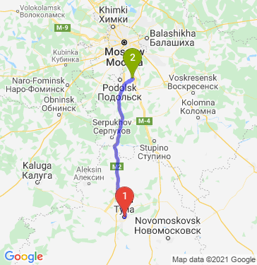Маршрут из Тулы в Домодедово