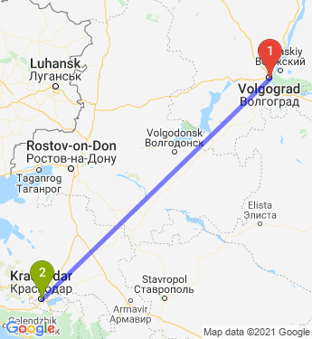 Маршрут из Волгограда в Краснодар
