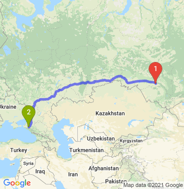 Маршрут из Бердска в Краснодар