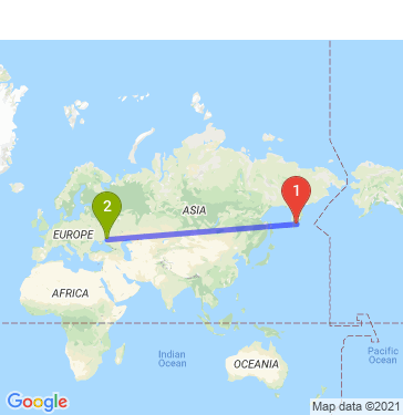 Маршрут из Петропавловска-Камчатского в Ейск