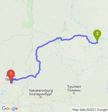 Маршрут из Перми в Ханты-Мансийск