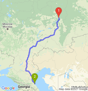 Маршрут из Перми в Махачкалу