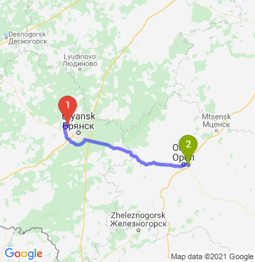 Маршрут из Брянска в Орла