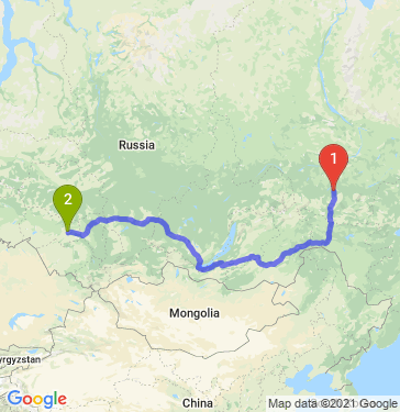 Маршрут из Алдана в Новосибирск