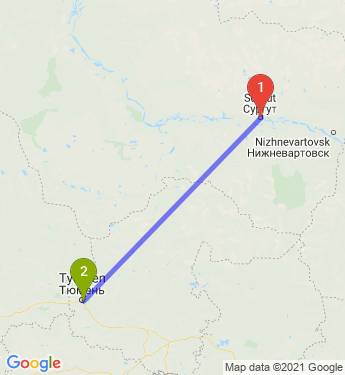 Маршрут из Сургута в Тюмень