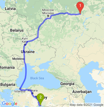 Маршрут из Новочебоксарска в Адану