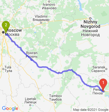 Маршрут из Пензы в Москву