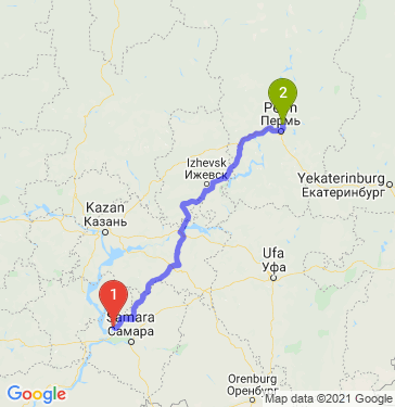 Маршрут из Тольятти в Пермь