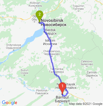 Маршрут из Барнаула в Новосибирск