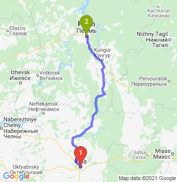 Маршрут из Уфы в Пермь