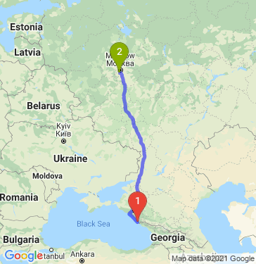 Маршрут из Сочи в Москву