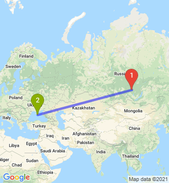 Маршрут из Братска в Симферополя