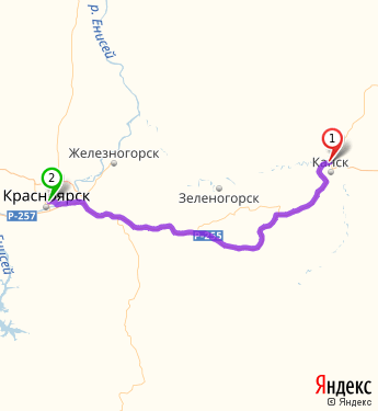 Маршрут из Канска в Красноярск