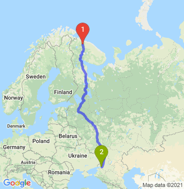 Маршрут из Мурманска в Ростов-на-Дону