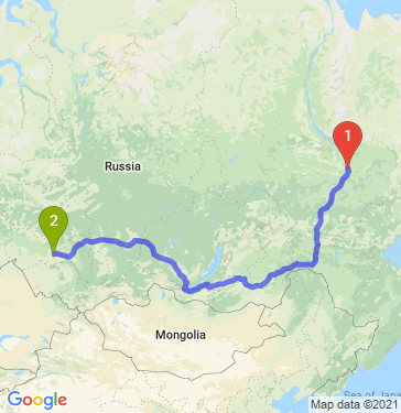 Маршрут из Якутска в Новосибирск