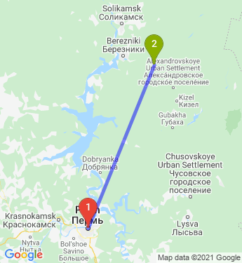 Маршрут из Перми в Яйву