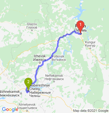 Маршрут из Перми в Набережные Челны