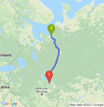 Маршрут из Ярославля в Архангельск