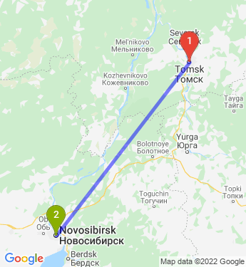 Маршрут из Томска в Новосибирск