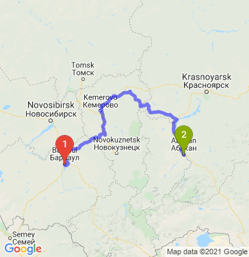 Маршрут из Барнаула в Абакан
