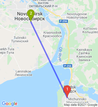 Маршрут из Бердска в Новосибирск