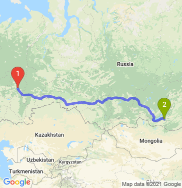 Маршрут из Перми в Улан-Удэ