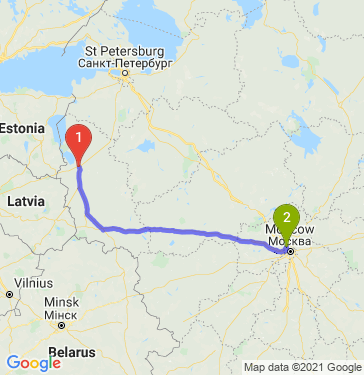 Маршрут из Пскова в Химки