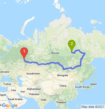 Маршрут из Перми в Мирный