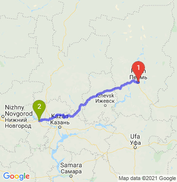 Маршрут из Перми в Чебоксары