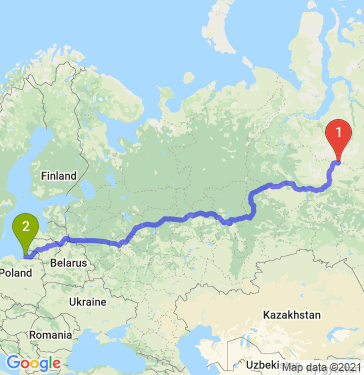 Маршрут из Ноябрьска в Калининград