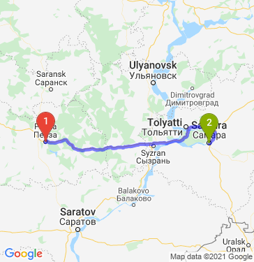 Маршрут из Пензы в Самару