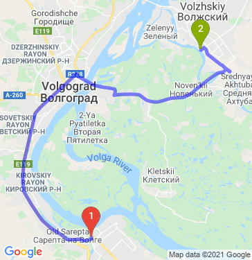 Маршрут из Волгограда в Волжский