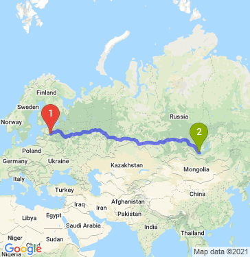 Маршрут из Пскова в Иркутск