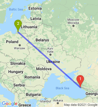 Маршрут из Сочи в Калининград