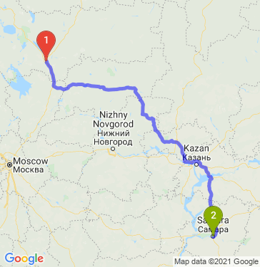 Маршрут из Вологды в Самару