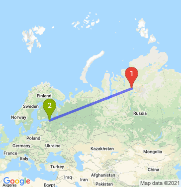 Маршрут из Норильска в Новоселье