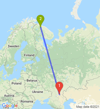 Маршрут из Волгограда в Мурманск
