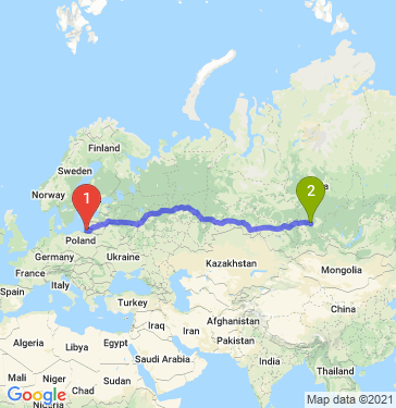 Маршрут из Калининграда в Красноярск