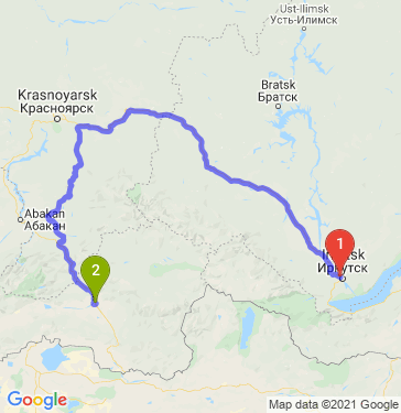 Маршрут из Иркутска в Кызыла