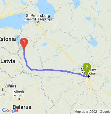 Маршрут из Пскова в Москву