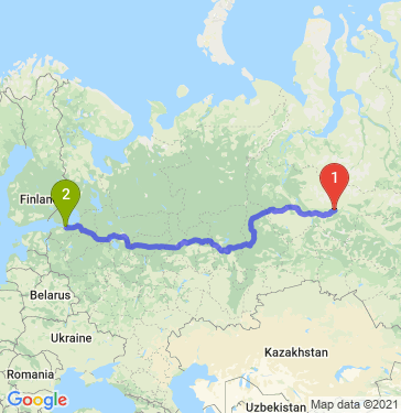 Маршрут из Сургута в Янино-1