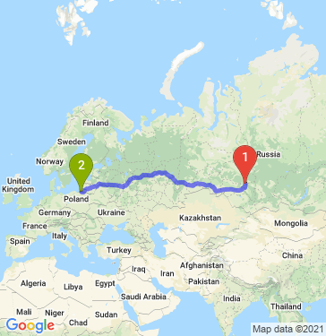 Маршрут из Томска в Калининград