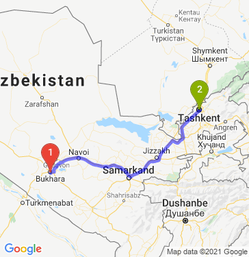 Маршрут из Бухары в Ташкент