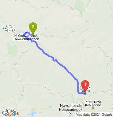 Маршрут из Томска в Стрежевой