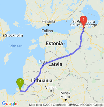 Маршрут из Санкт-Петербурга в Исаково